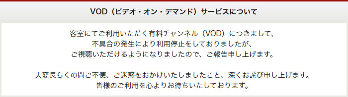 VOD(ビデオ・オン・デマンド)サービスについて